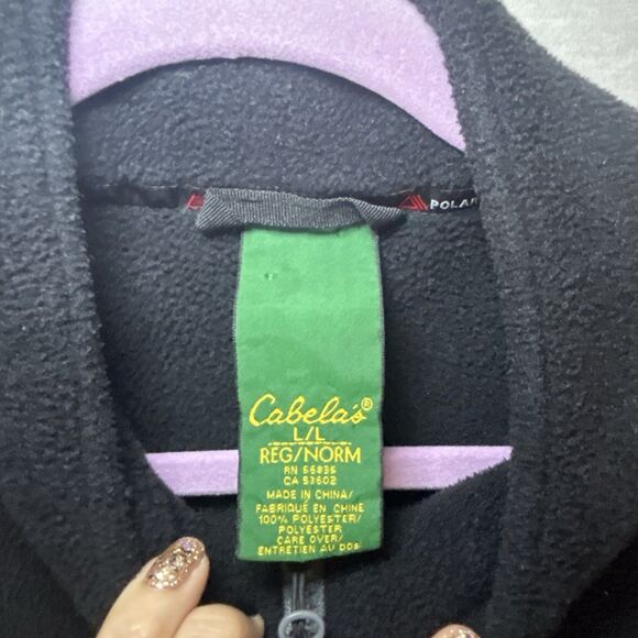 VTG Cabela's Polartec Fleece Full-Zip Black Denali Jacket Men's size Large - Picture 3 of 9